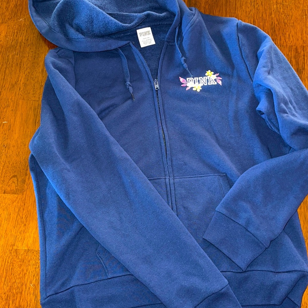Pink Victoria Secret blue zip hoodie